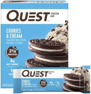 Quest Nutrition Cookies & Cream Protein Bars, 21g Protein, 4g Net Carbs, 1g Sugar, Gluten Free, Keto Friendly, 4 Count