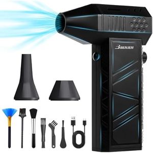 BENJEN Compressed Air Duster-130000RPM Electric Air Duster for Cleaning Keyboard & PC Infinitely Adjustable Speed Cordless Turbo Fan Turbo Dryer Blower for Car, Air Bed, Outdoors, Home.