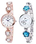 Acnos® Premium Luxury Analogue Girl's Stainless Steel Watch(Multicolour Dial Womens Standard Colored Strap) (Pack of 2)