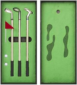 Golf Pen Set, Mini Desktop Golf Ball Pen, Top Golf Gift with Putting Green, 3 Golf Clubs Pens with Balls and Flag