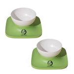 Foodie Puppies Cat Food Bowl with Stand, 500ml - (Green, Pack of 2) Tilted Bowl Food and Water Drinking Feeder with Non-Skid Base and Easy-to-Clean Design | Suitable for Cats, Puppies and Small Dogs