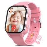 AXYWINBO Kids Smart Watch, 1.85 inch 4G Smartwatch Phone HD Video & Phone Call, 900mAh Battery, Kids GPS Watch with Real-time Locating, WIF/Bluetooth/SOS School Mode Music, Birthday Toy Gifts, Pink