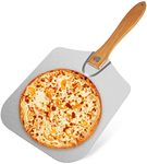 Aluminum Metal Pizza Peel, Pizza Paddle for Baking Homemade Pizza and Bread 12 Inch x 14 Inch with Foldable Wood Handle for Easy Storage, for Any Outdoor Or Indoor, Oven or Grill Use (Aluminum)