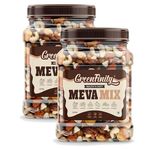 GreenFinity Meva Mix - Premium Nut & Dried Fruit Blend 1kg, Almonds, Cashews, Green Raisins, Black Raisins, Black Dates, Apricots (500g (Pack of 2))