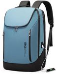 BANGE Business Smart Backpack Waterproof fit 15.6 Inch Laptop Backpack with USB Charging Port,Travel Durable Backpack (Light Blue(three Pocket), Medium)