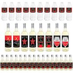 Big Dot of Happiness Red Carpet Hollywood - Mini Wine Bottle Labels, Wine Bottle Labels and Water Bottle Labels - Movie Night Party‚ Decorations - Beverage Bar Kit - 34 Pieces