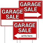 MTCode 3PCS Garage Sale Sign, 17"*13" Garage Sale Signs with Stakes, Waterproof Garage Sale Kit, Double Sided Garage Sale Signs with Directional Arrows