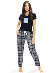 LOTIK Women's Cotton Blue Chax Print Top & Payjama/Pajama Set/Night Suit Set, Medium