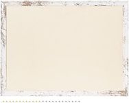 Navaris Framed Fabric Bulletin Board - 60 x 45cm - Memo Notice Board for Wall - Plush Jewellery Organiser Pinboard - Beige Fabric & Rustic White Frame