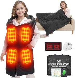 CYCYHEAT Kids Heated Blanket Battery Operated - Boys and Girls 7.4V DC Portable Wireless Cordless USB Heating Blanket for Outdoors (Black)