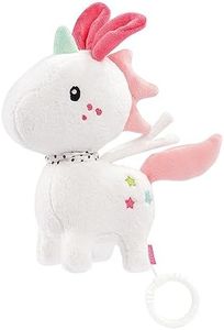 Fehn caja de música bebé nana unicornio, peluche con suave melodía de cuna "Canción de cuna de Brahms", juguete de bebé para llevar y para casa, juguete musical para bebés y niños pequeños