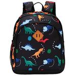 JinBeryl Little Kids Backpack, Toddler Boys School Bag, Fits 4 5 6 7 Years Old (Dinosaur Black)