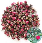 TooGet Fragrant Natural Deep Red Rose Buds Rose Petals Pure Dried Golden-Rim Rose Flowers Wholesale, Culinary Food Grade - 8 OZ