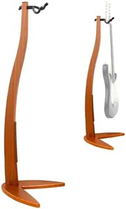 MUSO Guitar Bass Hanger Stand, Solid Wood Bow Holder Mermaid Shaped for Display and Storage, 42 inches Height Anti-scratched and Anti-bump, Deorate Studios, Living room and Stage (Sapele, 1)