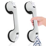 HaoguoAB 2pack Shower Grab Handles, No Drilling, Shower Handle with Suction Cup, Grab Bars for Seniors, Portable Bath Handle for Bathtub, Shower, Toilet,The hook carries 20kg, the handle carries 100kg