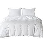 Single Duvet Bedding Cover Set Duvet Cover with 2pcs Pillowcases Soft Microfibre Polyester Duvet Cover Sets (White)