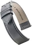 Alpine Flat Stitched Genuine Leather Watch Strap with Quick Release Spring Bars - Grey -20 mm