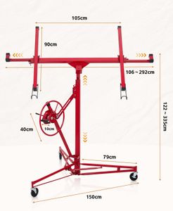 DKIEI 11FT Drywall Lifter – Heavy Duty Panel Hoist, Red