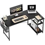 HOMIDEC L Shaped Desk 120CM Computer Desk Study Office Desk Gaming Desk Writing Table With Bookshelf Reversible Corner Desk For Home Office Studio Workstation