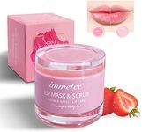 immetee Lip Scrub Mask, Double Effect Day and Night Lip Care, Repair Dry Peeling Cracked Lips, Lip Exfoliator Lip Moisturizer with Collagen Formula, Lips Sleeping Mask.