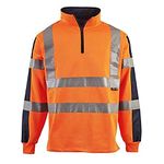 shelikes Hi Vis Viz 2 Tone Rugby Shirt High Visibility Reflective Safety Traffic Construction Two Tone Sweatshirt Jumper Workwear Top