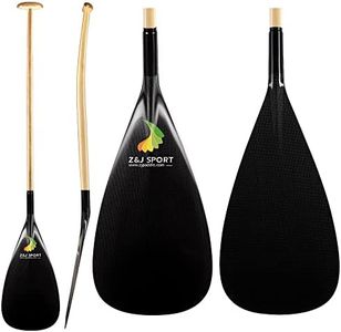 Z&J SPORT Hybrid Outrigger Paddle, Teardrop Shape Carbon Blade for Outrigger Canoe Waka AMA, va’a, Wooden Bent Shaft and 12°Offset (M,50")