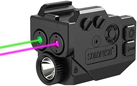 SOLOFISH 500lm Pistol Light Laser Combo with Strobe & Memory, Slidable Purple Green Laser and Gun Light Fits Full & Compact (Laser Output is <5mW, Class IIIA)