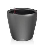 Lechuza Self Watering Plant Pot CLASSICO 21 LS Garden Flower Indoor Outdoor Small Table Plastic Planter with Drainage Hole D21 H20 cm Charcoal Metallic