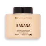 Makeup Revolution Loose Baking Powder, Banana, Make Up Setting Powder, Provides Long-lasting Coverage, Reduces Shine, For Medium To Dark Skin Tones-32 g