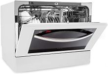 Klarstein 6 Place Setting Mini Dishwasher, Quiet Operation Countertop Dishwasher with 7 Washing Programs, Modern Stainless Steel Door, Easy To Install, White