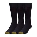 Gold Toe Men's Classic Canterbury Crew Socks, 3 Pairs, Black/Black, Shoe Size: 6-12.5