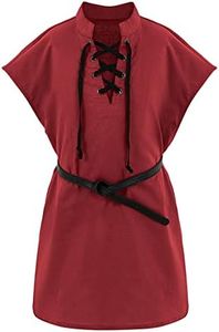 Runcati Boys Kids Renaissance Pirate T Shirts Viking Medieval Sleeveless Lace Up Costume Scottish Cotton Tank Tops