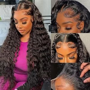 Hotsea 30 Inch 13x6 Deep Wave Lace Front Wigs Human Hair 200% Density Lace Front Wigs Human Hair for Women HD Transparent Lace Glueless Frontal Wigs Human Hair Pre Plucked Natural Color