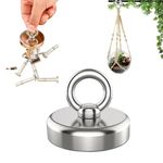 Strong Fishing Magnet,36 mm Strong Magnets Heavy Duty,39 Kgf Vertical Pulling Force Fishing Magnets with Eyebolt for Salvage Metal,Heavy Duty Hook for Ceiling