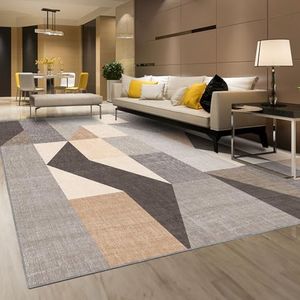 HOMFINE Tappeto Moderno Tappeto Salotto - Tappeto Lavabile per Soggiorno Tappeto a Pelo Corto Tappeto per Camera Tappeto Antiscivolo Tappeto per Sala da Pranzo Tappeto Geometrico 160 x 230 cm Marrone