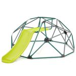 COSTWAY 8FT Dome Climber, Toddler Climbing Frame Monkey Bar Jungle Gym with Fabric Cushion, Indoor Outdoor Play Equipment for Kids 3-12 Years Old (Grey+Green)