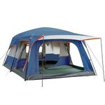 KTT Extra Large Tent 12 Person,Family Cabin Tents,2 Rooms,3 Doors and 3 Windows with Mesh,Straight Wall,Waterproof,Double Layer,Big Tent for Outdoor,Picnic,Camping,Family Gathering(Dark Blue)