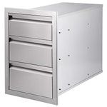 Seeutek Outdoor Kitchen Drawer Stainless Steel 20.2 x 23.2X 13.9 inch Flush Mount Barbecue Drawers Triple Layer Access Storage Drawers for Outdoor Kitchen or BBQ Island Patio Grill Station