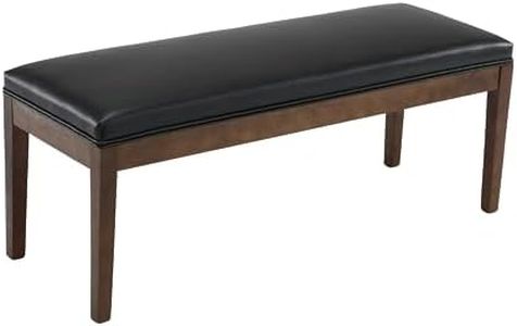 DM Furniture PU Leather Dining Bench Upholstered Entryway Bench Farmhouse Shoe Bench Seat Ottoman for Hallway Living Room Bedroom End of Bed Dining Room Kitchen, 45.5" Long, Black
