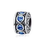 LSxAB Infinity Symbol Blue March Birthstone Spacer Charm Compatible with Pandora Charms Bracelets