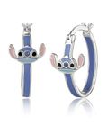 Lilo & Stitch Hoop Earrings for Women, Silver Flash-Plated Enamel Earrings, Stitch Jewelry Official License, Disney Earrings, Brass, crystal