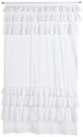 Madison Park WIN40-140 White Living Room, Cottage Country Rod Pocket Ruffle Bedroom, Solid Anna Voile Single Window Curtain, 50X84, 1-Panel Pack