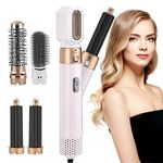 TechKing (GRAB THE DEAL WITH 20 YEARS WARRANTY) 5 in 1 Hair Styler, Hot Air Brush, Airwrap Styler, Negative Ion Comb for Straightening,Curling Appliances with 5 Interchangeable Brushes Best Styler for Women-GOLD