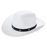 White Cowboy Hats - Pack of 1 - Felt Star Studded Cowboy Hat Cowgirl Hats Wild West Fancy Dress Accessory