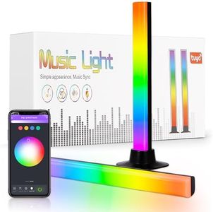 SILAMPDI Smart Light Bar RGB Gaming Lamp 2 Piece Lighting Sync with Music, APP Changes 16 Million Colors, 4 Types of Music+10 Scene Modes, Brightness Adjustment, Timed Memory, for Movies, PC, TV