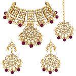 Aheli Indian Traditional Maang Tikka with Kundan Necklace Earrings Set Ethnic Wedding Party Designer Jewelry Gift for Women