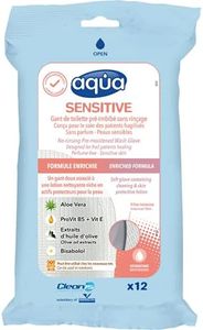 No Rinse Aqua Wash Gloves, Sensitive (Pouch of 12 Gloves)