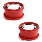 oliveware SOPL (Logo) with Device Benny Containers with BPA Free Airtight Lid, Inside Steel Container, Microwave Safe & Leak Proof, Home & Office Use, Set of 2 (450ml) - Red