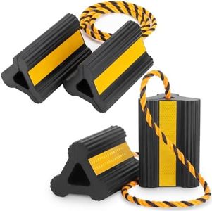 OULEME Heavy Duty Rubber Wheel Chocks with Rope & Reflective Strips