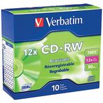 Verbatim 12X Cd-Rw Media - 700Mb 120Mm Standard 10 Pack Slim Case